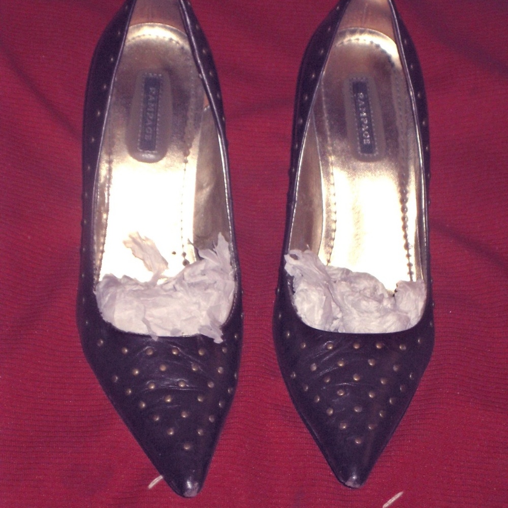 Rampage Brown Heels, pointed toe, studs 6.5M